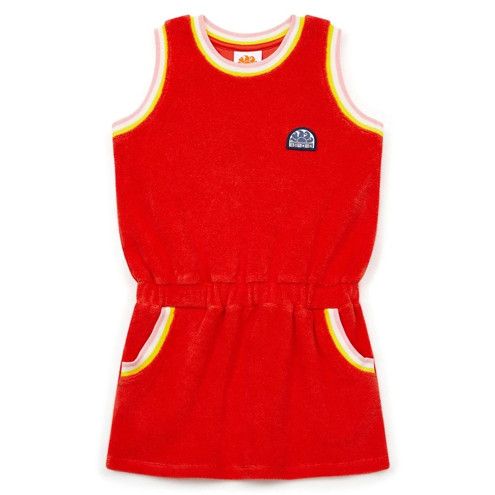 NWOT Bonton Red Sleeveless Dress with Logo‎ and Trim
